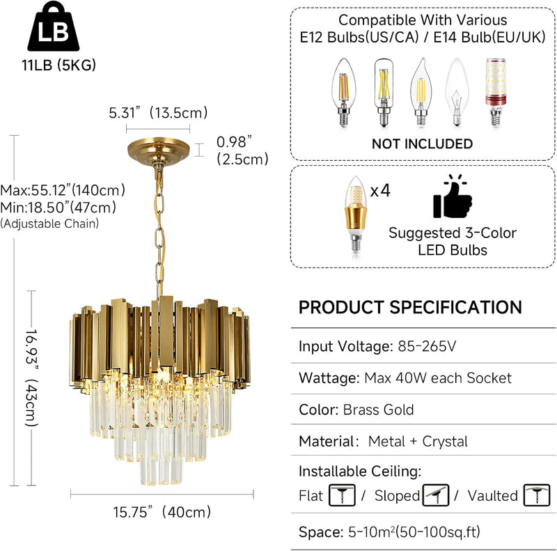 Modern Crystal Chandelier Pendant Light Fixtures Small Lighting