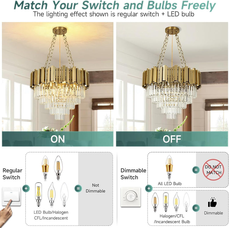 Modern Crystal Chandelier Pendant Light Fixtures Small Lighting