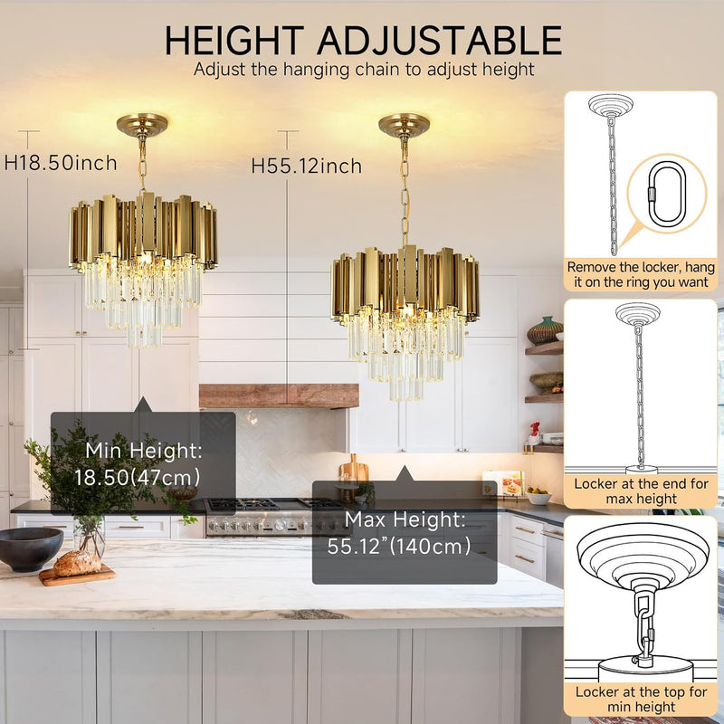 Modern Crystal Chandelier Pendant Light Fixtures Small Lighting