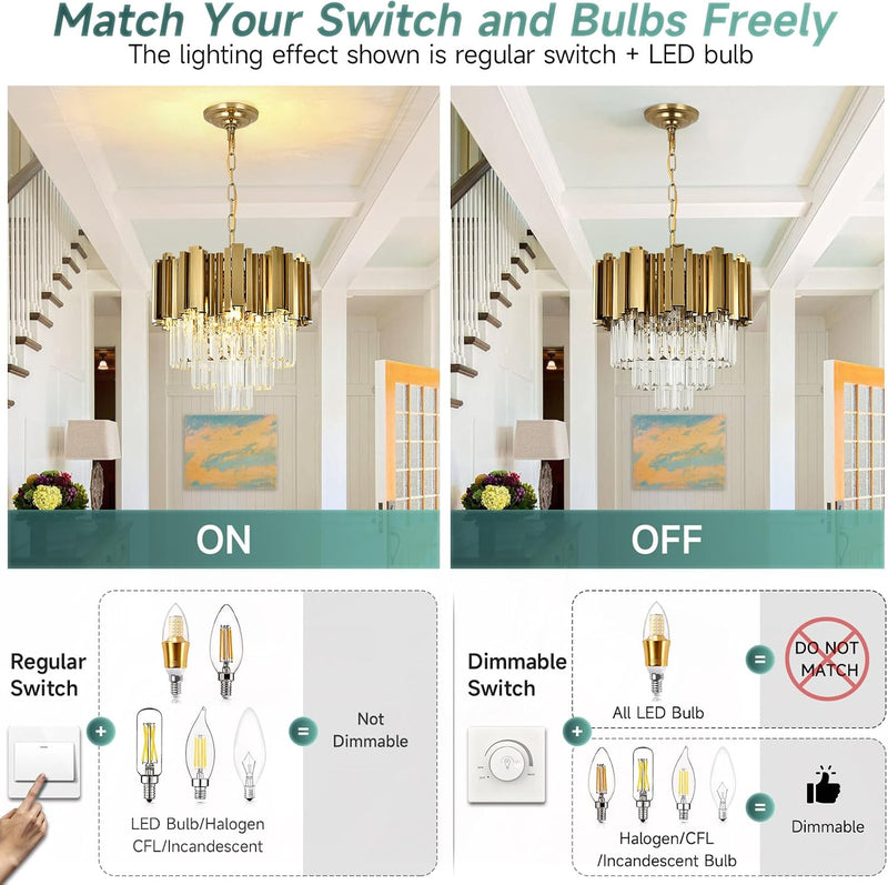 Modern Crystal Chandelier Pendant Light Fixtures Small Lighting