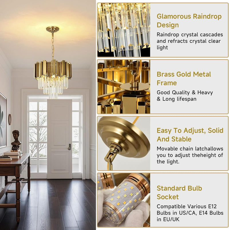 Modern Crystal Chandelier Pendant Light Fixtures Small Lighting