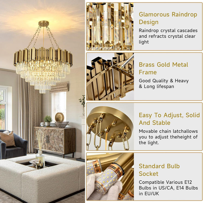 Modern Crystal Chandelier Pendant Light Fixtures Small Lighting