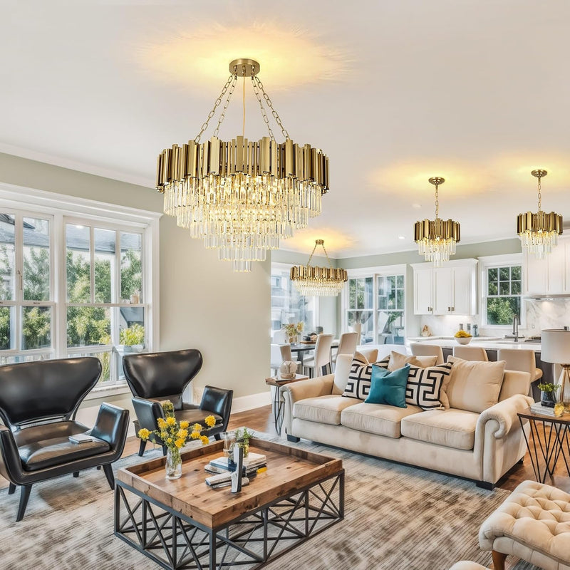 Modern Crystal Chandelier Pendant Light Fixtures Small Lighting