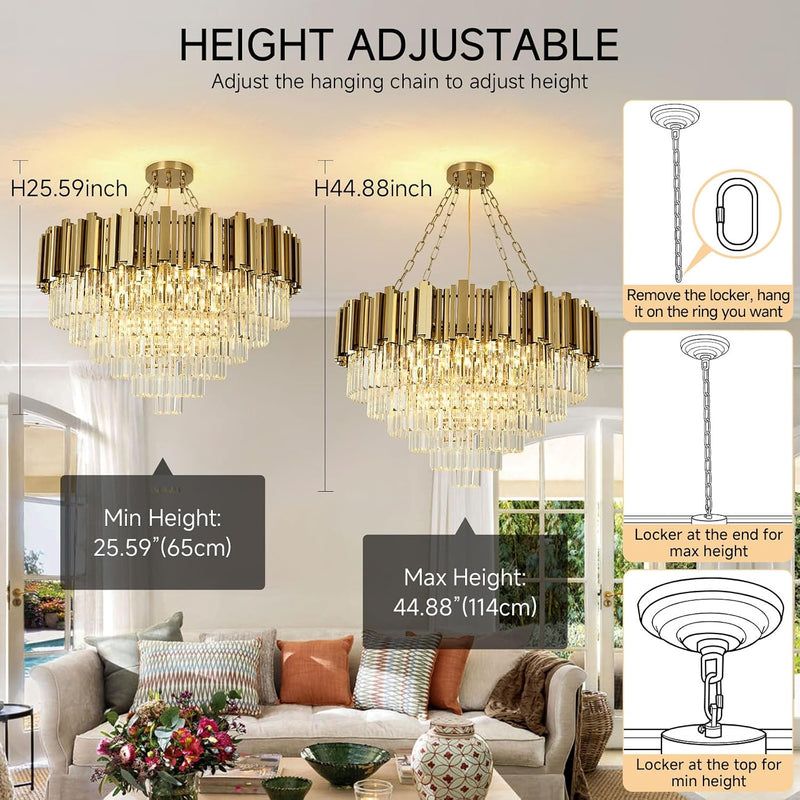 Modern Crystal Chandelier Pendant Light Fixtures Small Lighting