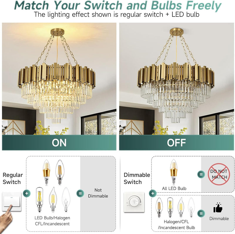 Modern Crystal Chandelier Pendant Light Fixtures Small Lighting