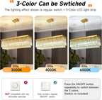 Modern Crystal Chandelier Pendant Light Rectangular Hanging LED