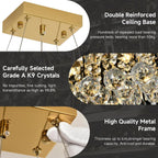Modern Crystal Chandelier Pendant Light Rectangular Hanging LED