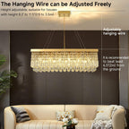 Modern Crystal Chandelier Pendant Light Rectangular Hanging LED