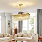 Modern Crystal Chandelier Pendant Light Rectangular Hanging LED