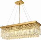 Modern Crystal Chandelier Pendant Light Rectangular Hanging LED