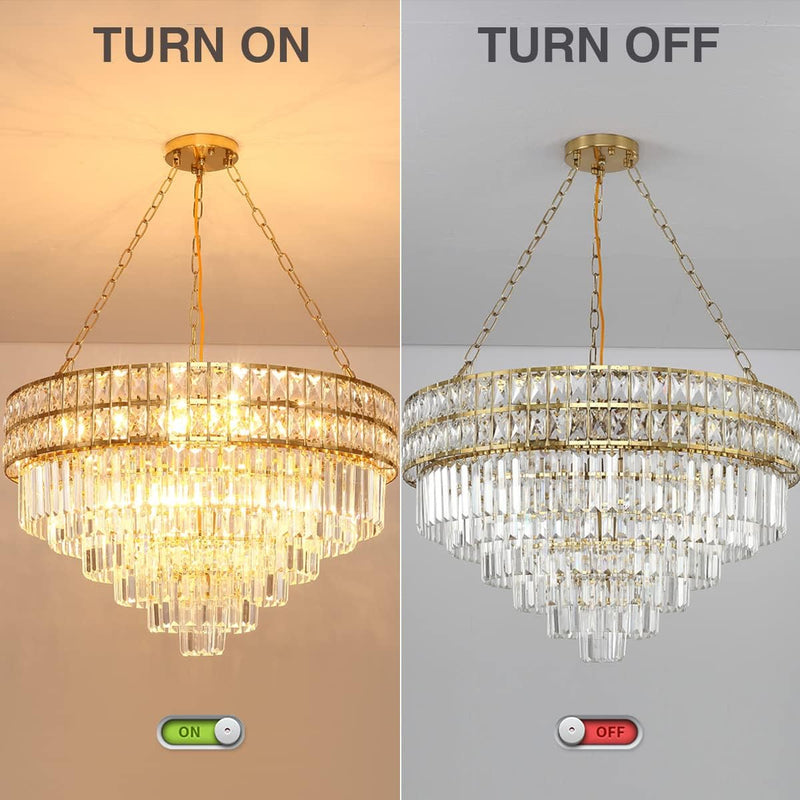 Modern Crystal Chandelier Pendant Round Light Fixture Hanging
