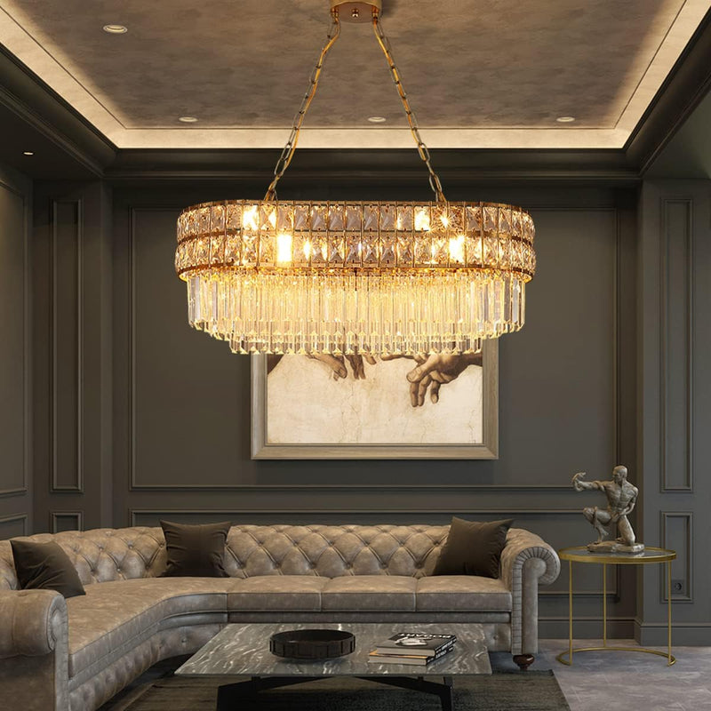 Modern Crystal Chandelier Pendant Round Light Fixture Hanging