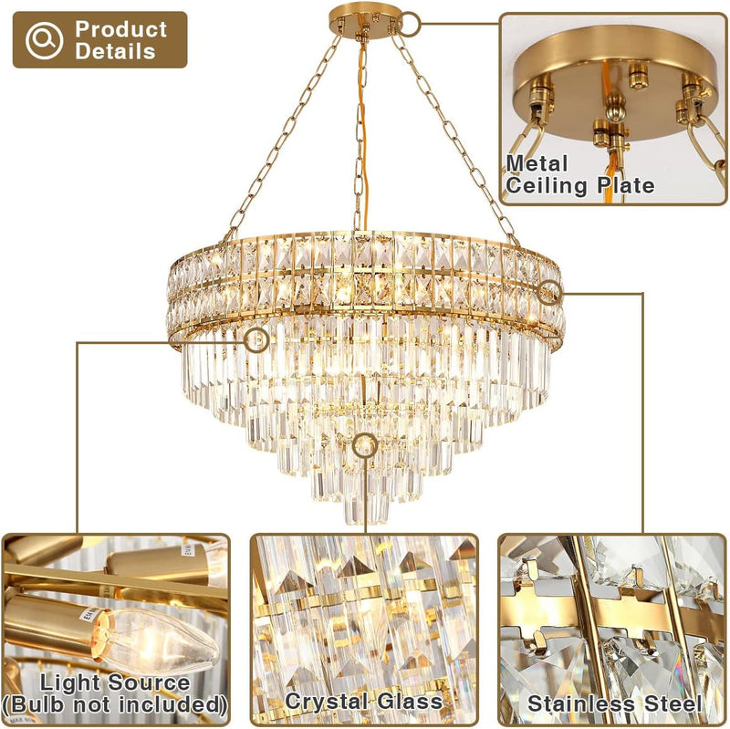 Modern Crystal Chandelier Pendant Round Light Fixture Hanging