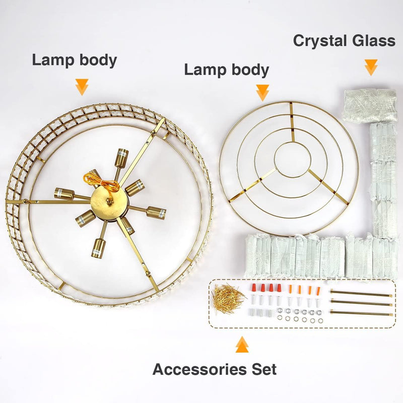Modern Crystal Chandelier Pendant Round Light Fixture Hanging