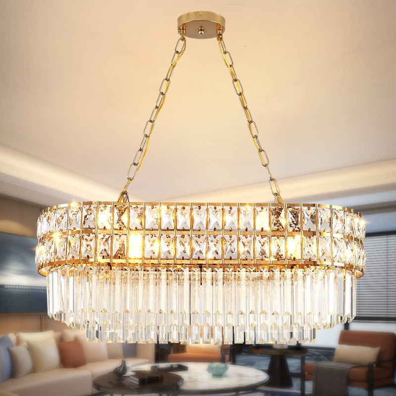 Modern Crystal Chandelier Pendant Round Light Fixture Hanging