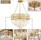 Modern Crystal Chandelier Pendant Round Light Fixture Hanging