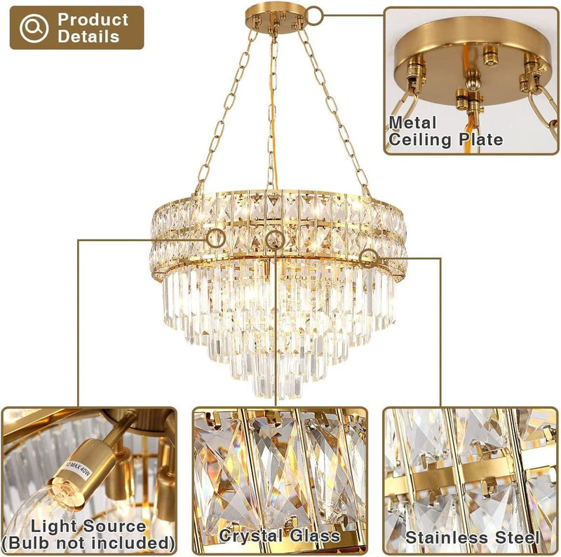 Modern Crystal Chandelier Pendant Round Light Fixture Hanging