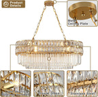 Modern Crystal Chandelier Pendant Round Light Fixture Hanging