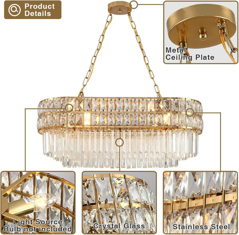 Modern Crystal Chandelier Pendant Round Light Fixture Hanging