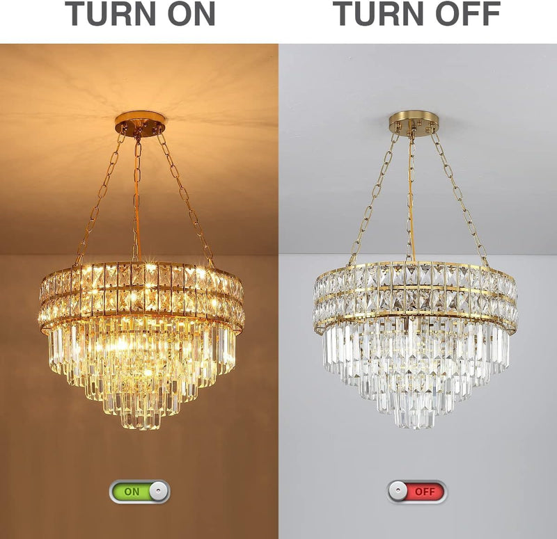 Modern Crystal Chandelier Pendant Round Light Fixture Hanging