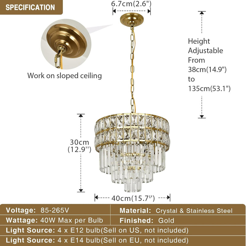 Modern Crystal Chandelier Pendant Round Light Fixture Hanging