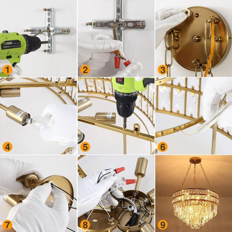 Modern Crystal Chandelier Pendant Round Light Fixture Hanging