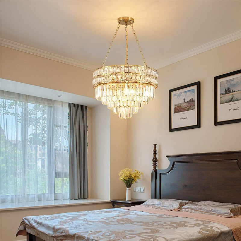 Modern Crystal Chandelier Pendant Round Light Fixture Hanging