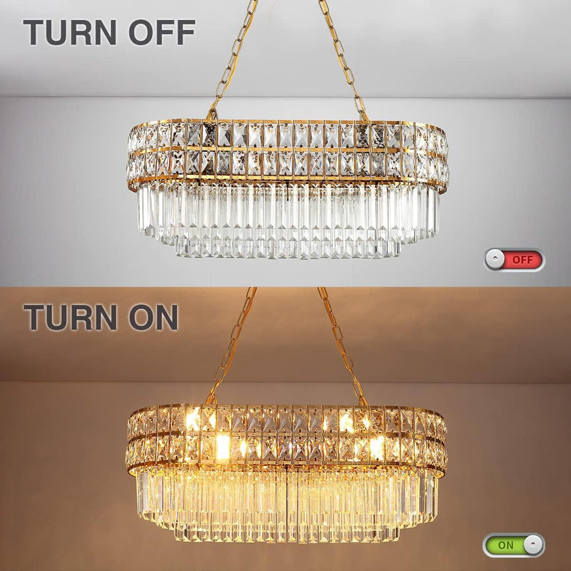 Modern Crystal Chandelier Pendant Round Light Fixture Hanging
