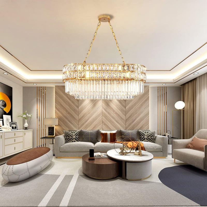 Modern Crystal Chandelier Pendant Round Light Fixture Hanging