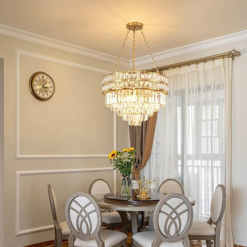 Modern Crystal Chandelier Pendant Round Light Fixture Hanging