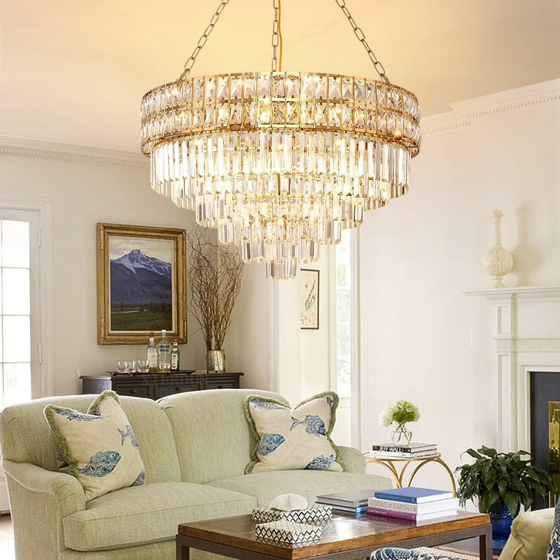 Modern Crystal Chandelier Pendant Round Light Fixture Hanging
