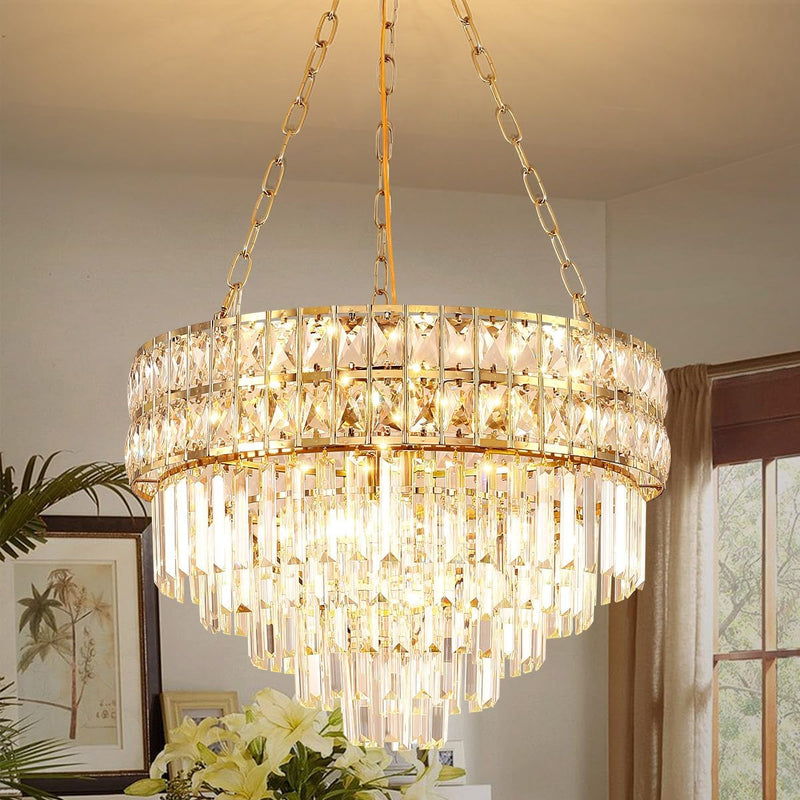 Modern Crystal Chandelier Pendant Round Light Fixture Hanging