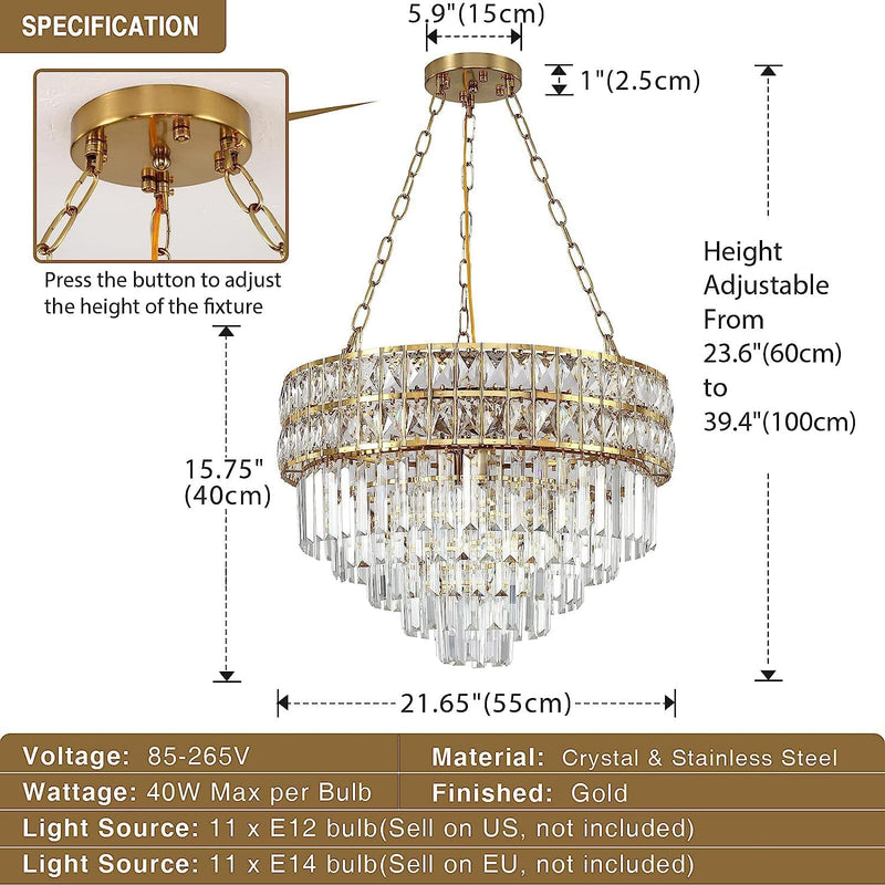 Modern Crystal Chandelier Pendant Round Light Fixture Hanging