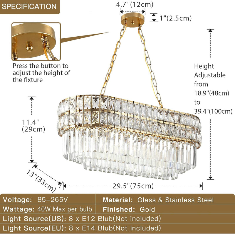 Modern Crystal Chandelier Pendant Round Light Fixture Hanging
