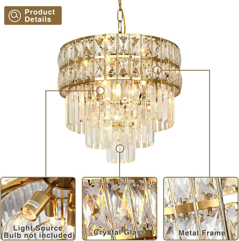 Modern Crystal Chandelier Pendant Round Light Fixture Hanging