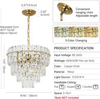 Modern Crystal Chandelier Round Luxury Pendant Light 3-Tiers
