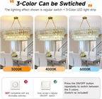 Modern Crystal Chandelier Round Luxury Pendant Light 3-Tiers