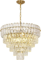 Modern Crystal Chandelier Round Luxury Pendant Light 3-Tiers