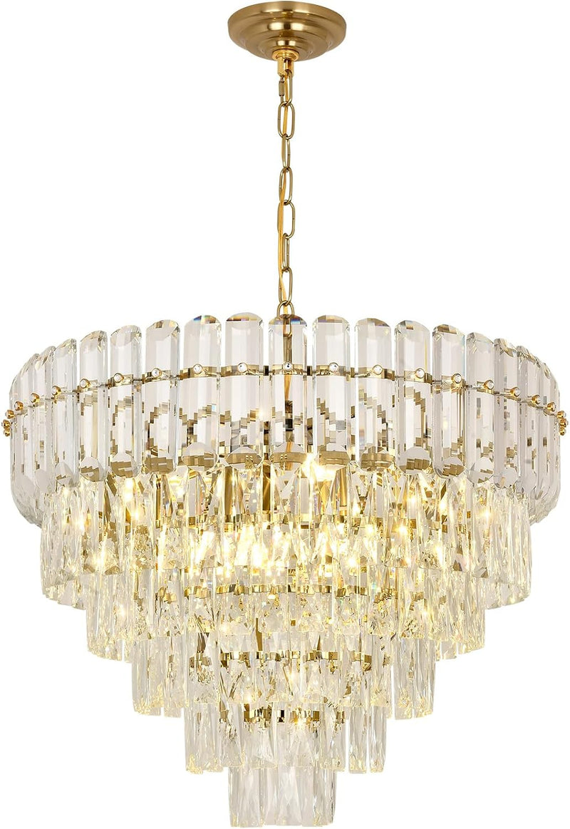 Modern Crystal Chandelier Round Luxury Pendant Light 3-Tiers