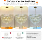 Modern Crystal Chandelier Round Luxury Pendant Light 3-Tiers