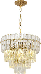 Modern Crystal Chandelier Round Luxury Pendant Light 3-Tiers