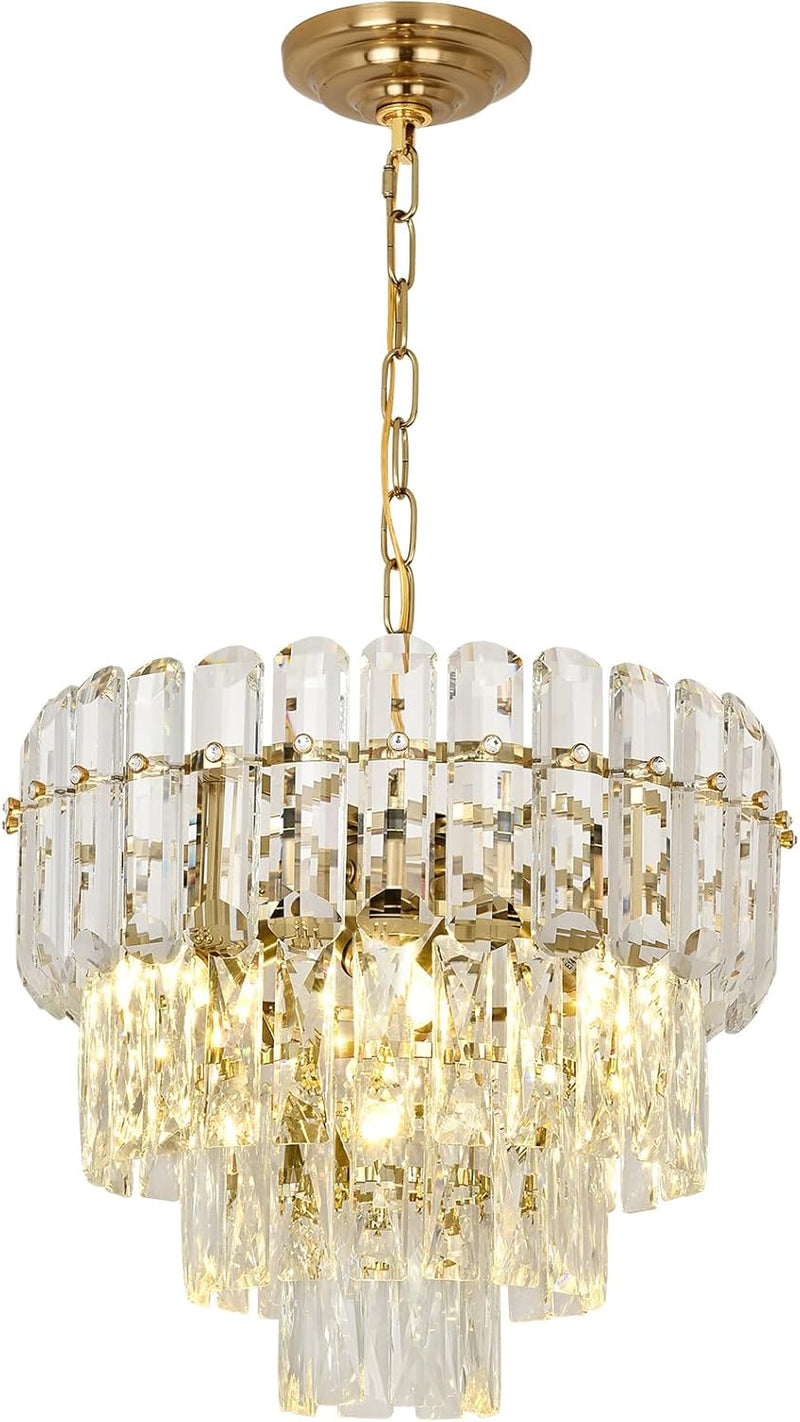 Modern Crystal Chandelier Round Luxury Pendant Light 3-Tiers