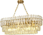 Modern Crystal Chandelier Round Luxury Pendant Light 3-Tiers
