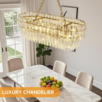 Modern Crystal Chandelier Round Luxury Pendant Light 3-Tiers