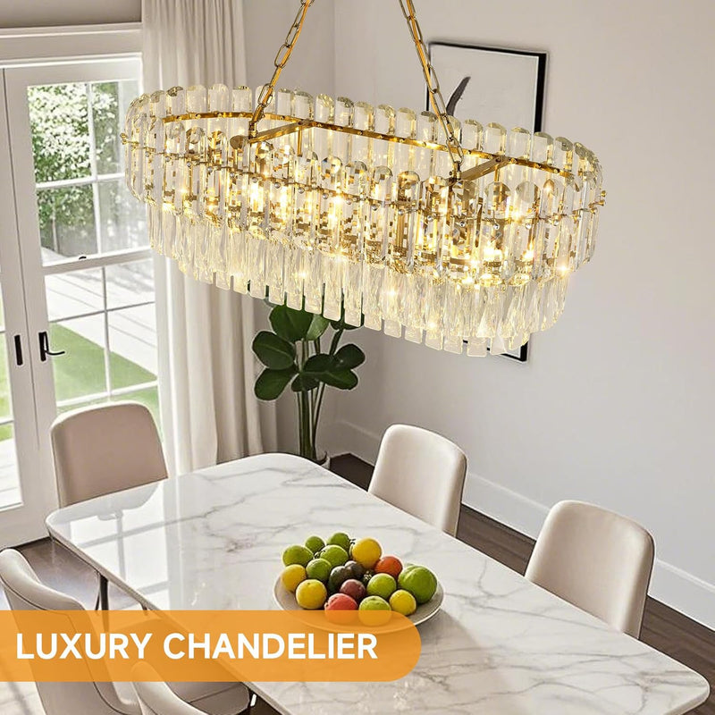 Modern Crystal Chandelier Round Luxury Pendant Light 3-Tiers