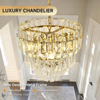 Modern Crystal Chandelier Round Luxury Pendant Light 3-Tiers