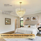 Modern Crystal Chandelier Round Luxury Pendant Light 3-Tiers