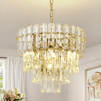 Modern Crystal Chandelier Round Luxury Pendant Light 3-Tiers