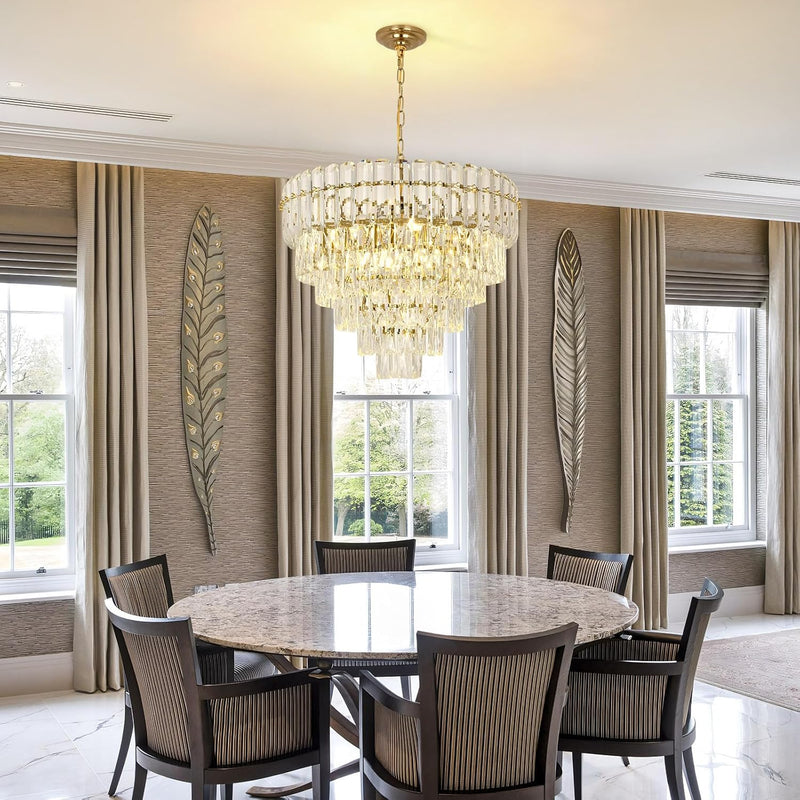 Modern Crystal Chandelier Round Luxury Pendant Light 3-Tiers