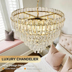 Modern Crystal Chandelier Round Luxury Pendant Light 3-Tiers